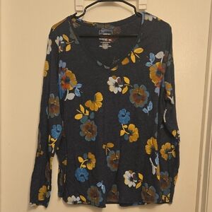 Sonoma Floral Long Sleeve Top - Blue and Yellow